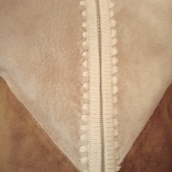 VTG 80's Real Suede Color Block Full Zip Cardigan - Picture 4 of 8